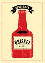 Gentleman Club. Typographic vintage grunge Whiskey Party poster design. Retro vector illustration. Royalty Free Stock Photo